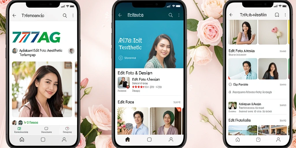 Screenshot antarmuka 777AG menampilkan berbagai filter dan alat editing.