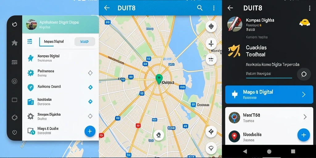 Antarmuka aplikasi Kompas Digital DUIT8 yang sederhana dan informatif.