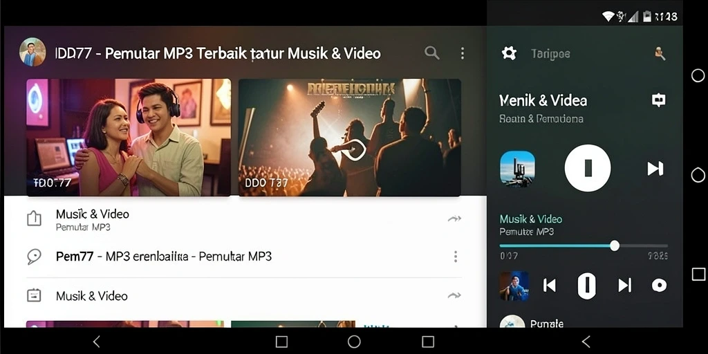 Antarmuka aplikasi IDR77 yang sederhana dan fungsional untuk Pemutar MP3.