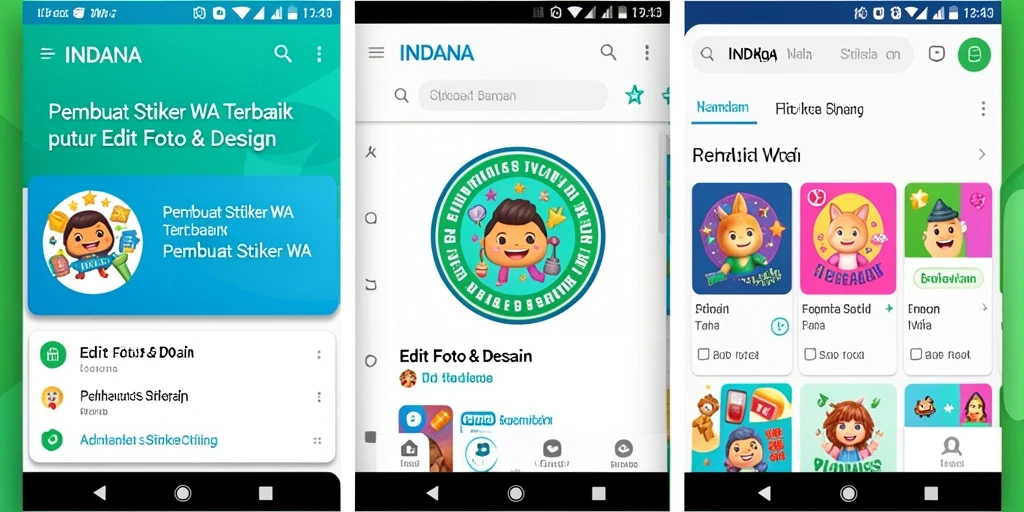 Tampilan antarmuka INDAAA dalam proses pembuatan stiker untuk WhatsApp.