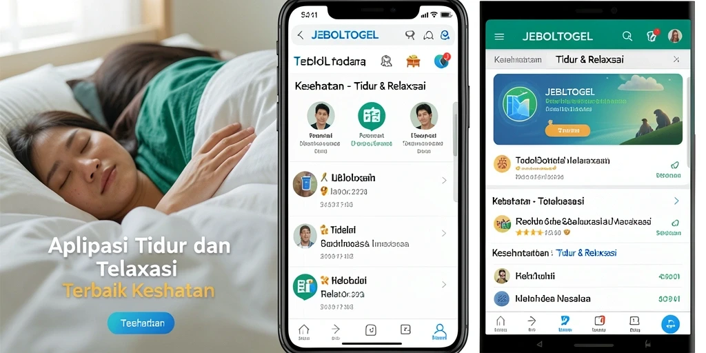 Tampilan antarmuka JEBOLTOGEL dengan fitur Tidur dan Relaksasi yang menarik.