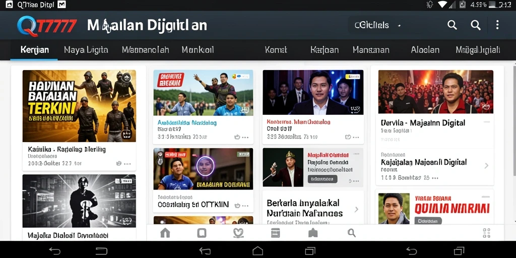 Screenshot aplikasi QT777 yang menunjukkan antarmuka Majalah Digital.