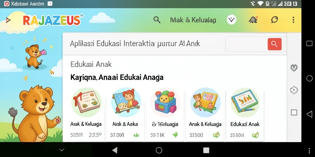 Tampilan antarmuka <strong>RAJAZEUS</strong> yang interaktif dan menarik untuk anak.
