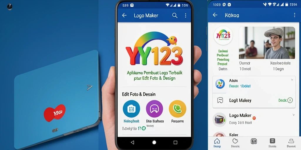 Tampilan antarmuka aplikasi YY123 yang user-friendly untuk desain logo.